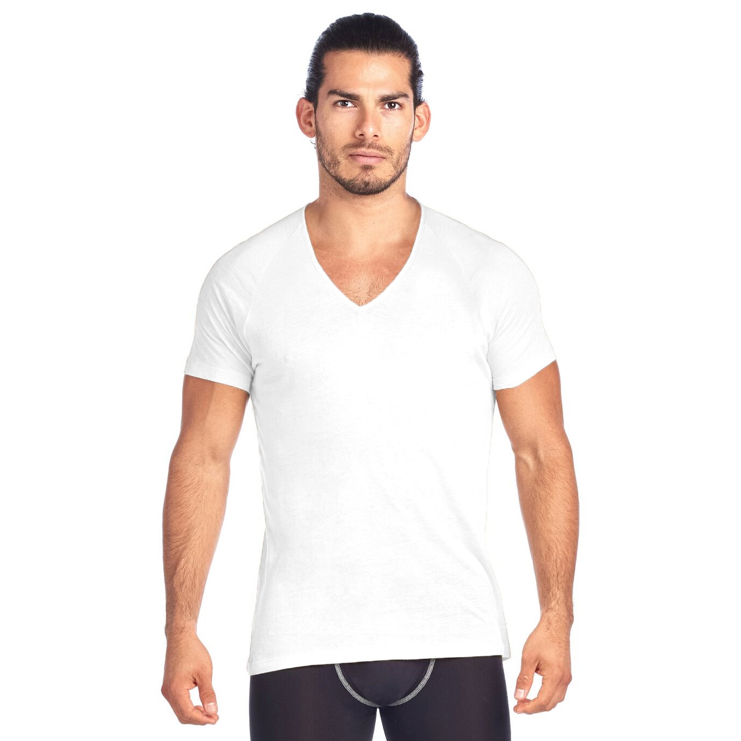 Shirtless Deep V Neck Undershirt White Shirtless Undershirts